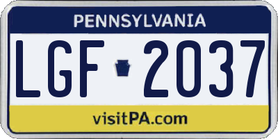 PA license plate LGF2037
