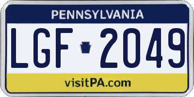 PA license plate LGF2049