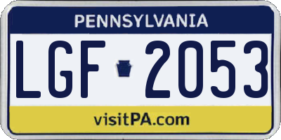 PA license plate LGF2053
