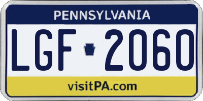 PA license plate LGF2060
