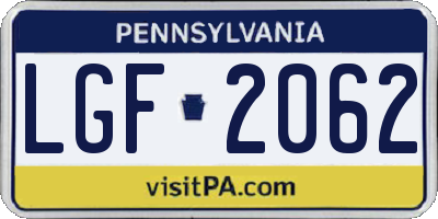 PA license plate LGF2062