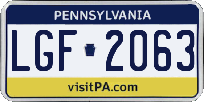PA license plate LGF2063