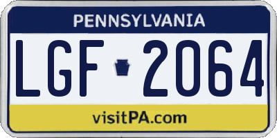 PA license plate LGF2064