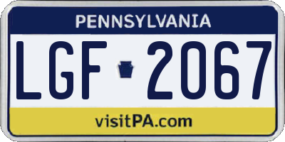 PA license plate LGF2067
