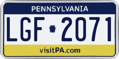 PA license plate LGF2071