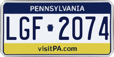 PA license plate LGF2074