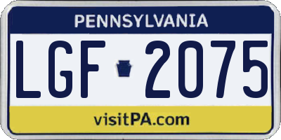 PA license plate LGF2075