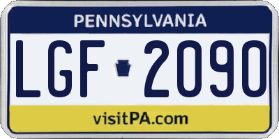 PA license plate LGF2090