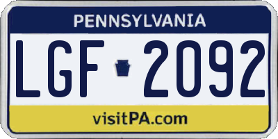 PA license plate LGF2092