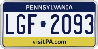 PA license plate LGF2093