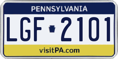 PA license plate LGF2101