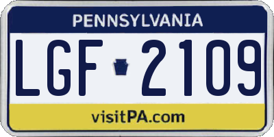 PA license plate LGF2109