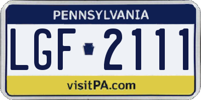 PA license plate LGF2111