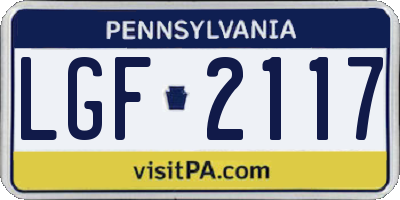 PA license plate LGF2117