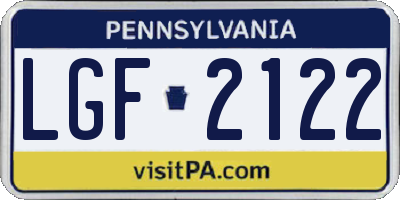 PA license plate LGF2122