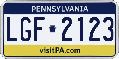 PA license plate LGF2123