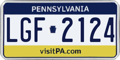 PA license plate LGF2124