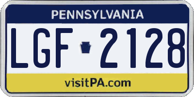 PA license plate LGF2128