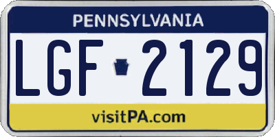 PA license plate LGF2129