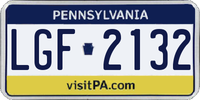 PA license plate LGF2132