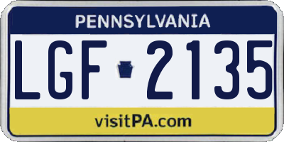 PA license plate LGF2135