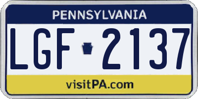 PA license plate LGF2137