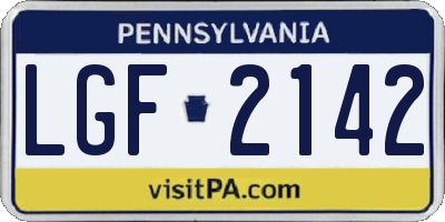 PA license plate LGF2142