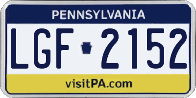 PA license plate LGF2152