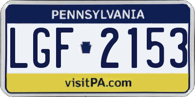 PA license plate LGF2153