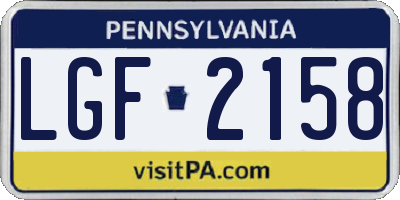 PA license plate LGF2158