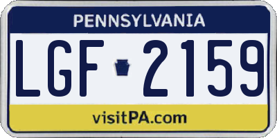 PA license plate LGF2159