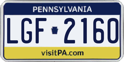 PA license plate LGF2160
