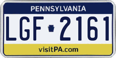 PA license plate LGF2161