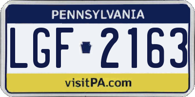 PA license plate LGF2163