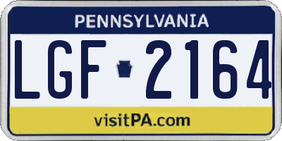 PA license plate LGF2164