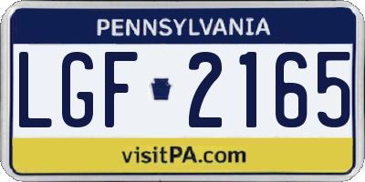 PA license plate LGF2165