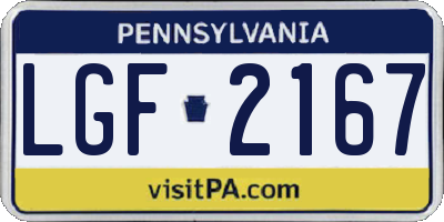 PA license plate LGF2167