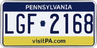 PA license plate LGF2168