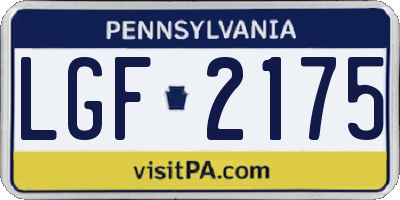 PA license plate LGF2175
