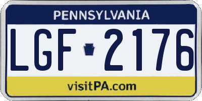 PA license plate LGF2176