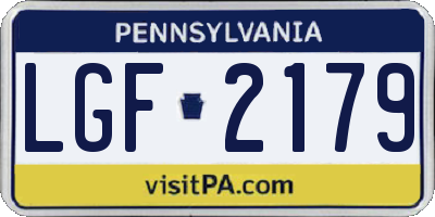 PA license plate LGF2179