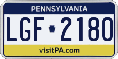 PA license plate LGF2180