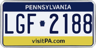 PA license plate LGF2188