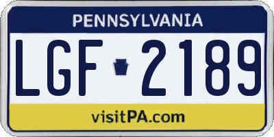 PA license plate LGF2189