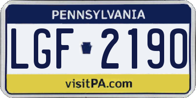 PA license plate LGF2190