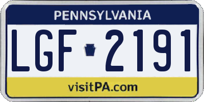 PA license plate LGF2191