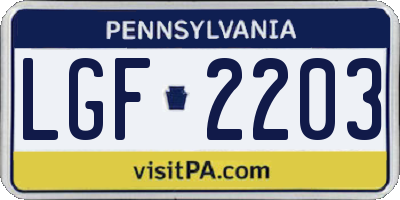 PA license plate LGF2203