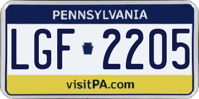 PA license plate LGF2205