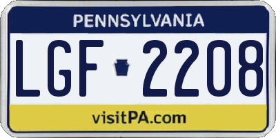 PA license plate LGF2208