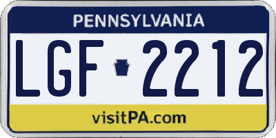 PA license plate LGF2212